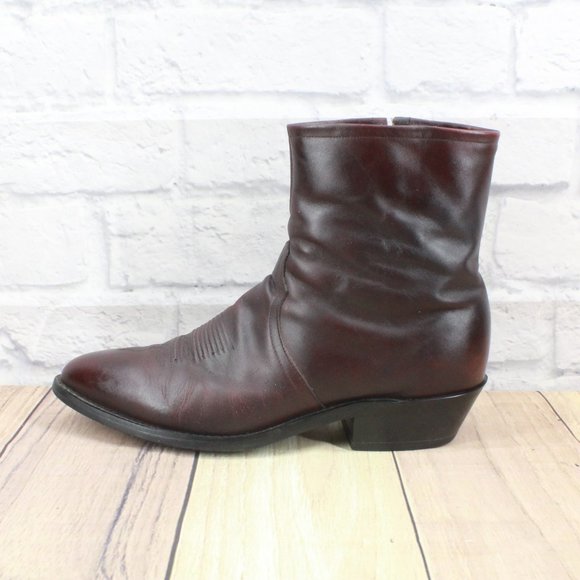 Tony Lama Other - Tony Lama Brown Leather Side Zip Western Cowboy Ankle Boots Size 9.5